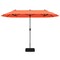 13ft Vented Outdoor Umbrella with Crank Handle and Weighted Base for Deck